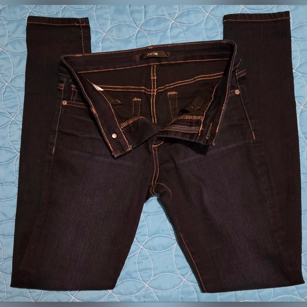 EC~Paige Verdugo Ankle Distressed Midrise Dark Blue Jeans - Picture 8 of 12